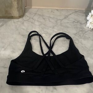 lululemon energy bra . Black Strappy Sports Bra. Cut tag. Never worn size 2